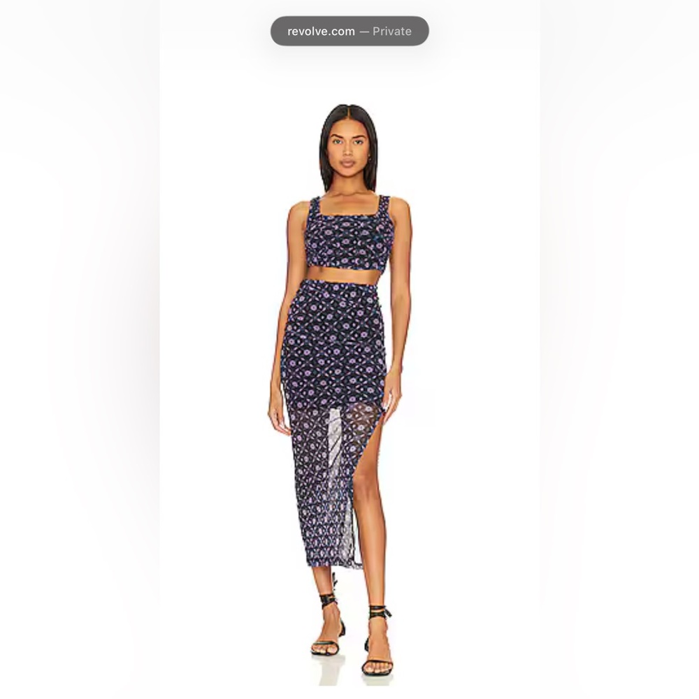 Free People Navy Floral Midi Dress